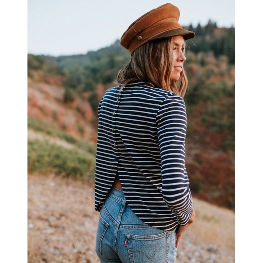 Clad & Cloth 3/4 Length Sleeve, Button Back Tee